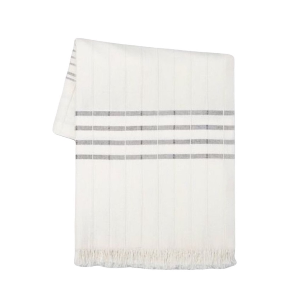 Hearth & Hand Throw in Cream with Gray Stripes